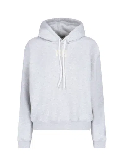 Alexander Wang T T By Alexander Wang Logo Printed Drawstring Hoodie In Grey