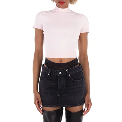 Alexander Wang T T By Alexander Wang Logo Short Sleeve Mockneck Top