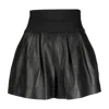 Alexander Wang T T By Alexander Wang Logo-waistband Leather Shorts In Black