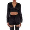 Alexander Wang T T By Alexander Wang Long-sleeve Cropped Blouse