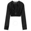 Alexander Wang T T By Alexander Wang Long-sleeve Cropped Blouse In Black