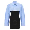 Alexander Wang T T By Alexander Wang Long Sleeve Ribbed Shirt Dress In Blue/black