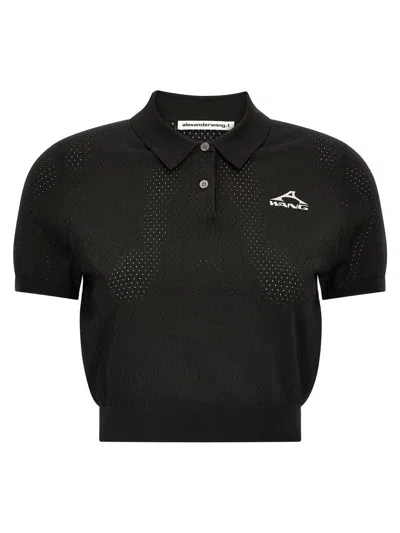 ALEXANDER WANG T ALEXANDER WANG BLACK VISCOSE POLO SHIRT