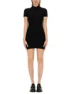 Alexander Wang T T By Alexander Wang Slim-fit Mini Dress With High Neckline In Black