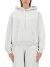 Alexander Wang T T By Alexander Wang Oversized Grey Hoodie With Subtle Logo In Grey