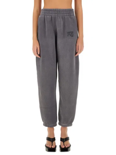 Alexander Wang T Essential Terry Classic Sweatpant Puff Paint Logo In Grey