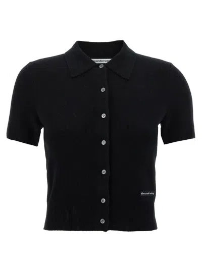 Alexander Wang T T By Alexander Wang Polo Cardigan In Black