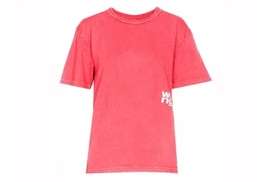 Pre-owned Alexander Wang T T By Alexander Wang Puff Logo & Bound Neck Essential Jersey Ss Tee Soft Cherry