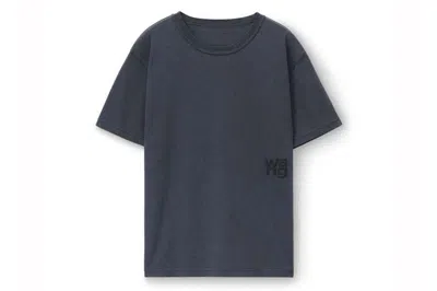 Pre-owned Alexander Wang T T By Alexander Wang Puff Logo & Bound Neck Essential Jsy Ss Tee Soft Obsidian