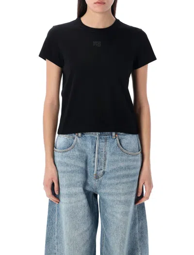 Alexander Wang T T By Alexander Wang Puff Logo Shrunken T-shirt In Black