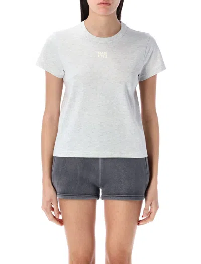 Alexander Wang T T By Alexander Wang Puff Logo Shrunken T-shirt In Light Heather Grey