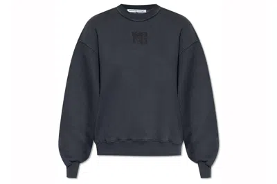 Pre-owned Alexander Wang T T By Alexander Wang Puff Paint Logo Essential Terry Crew Sweatshirt Soft Obsidian