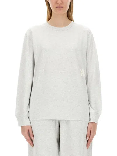Alexander Wang T T By Alexander Wang Sweatshirt With Subtle Logo Detail In Grey