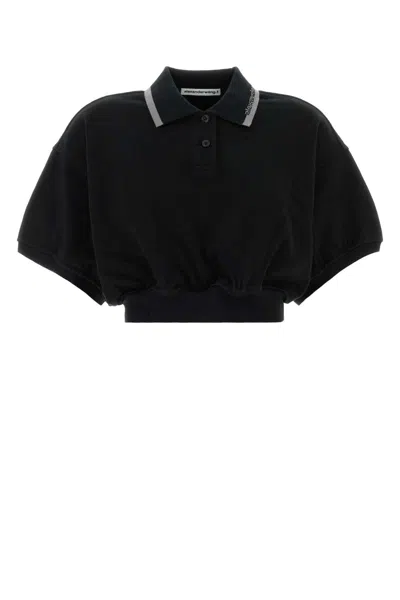 Alexander Wang T T By Alexander Wang Relaxed Cropped Cinched Polo In Black