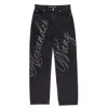 Alexander Wang T T By Alexander Wang Relaxed Hotfix Cursive Logo Jeans In Grey