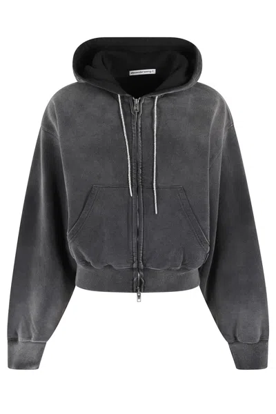 Alexander Wang T T By Alexander Wang Rhinestone Hoodies In Grey