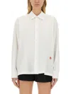 Alexander Wang T T By Alexander Wang Cotton Shirt With Classic Collar And Minimalist Logo In White