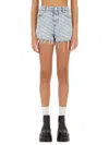 Alexander Wang T Alexanderwang.t Logo-print Distressed Denim Shorts