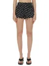 Alexander Wang T Bite Logo Print Denim Shorts In Black