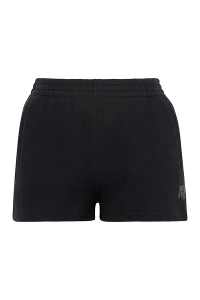 Alexander Wang T T By Alexander Wang Shorts With Embossed Logo In Black