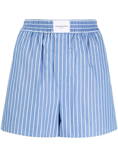 Alexander Wang T T By Alexander Wang Shorts With Logo In Blue