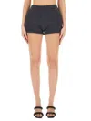 Alexander Wang T T By Alexander Wang Fitted Grey Activewear Shorts With Logo Detail