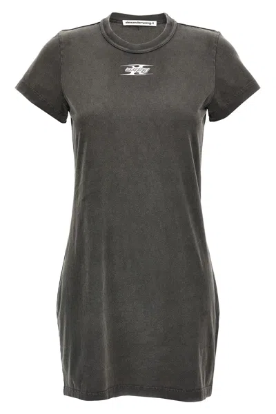Alexander Wang T Gray Blade Logo-embossed Minidress In 208a Washed Cedar