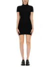Alexander Wang T T By Alexander Wang Slim-fit Mini Dress With High Neckline In Black