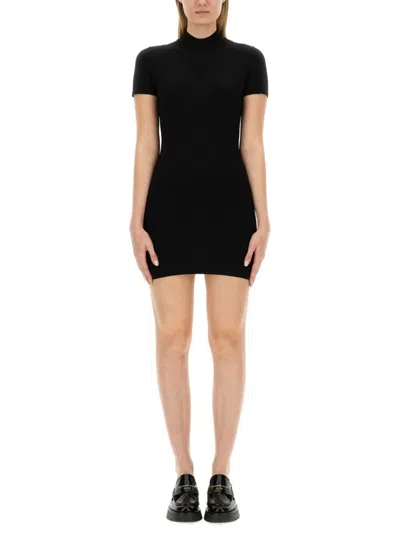 Alexander Wang T T By Alexander Wang Slim-fit Mini Dress With High Neckline In Black