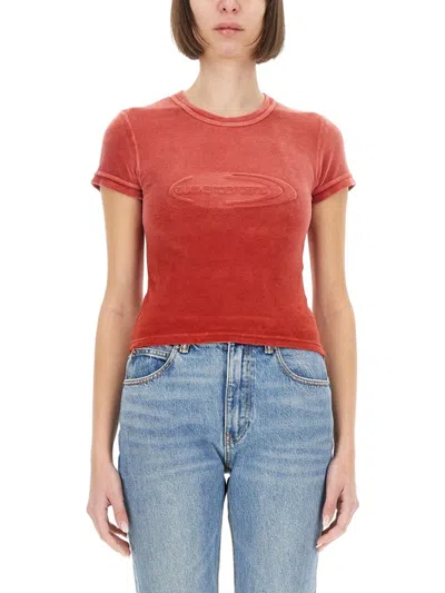 Alexander Wang T T By Alexander Wang Slim-fit T-shirt With Embossed Logo In Red