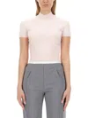 Alexander Wang T T By Alexander Wang Slim Fit T-shirt With High Neckline In Pink