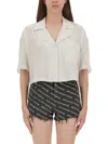 Alexander Wang T T By Alexander Wang Striped Shirt With Embroidered Logo In Black