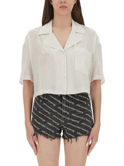 Alexander Wang T T By Alexander Wang Striped Shirt With Embroidered Logo