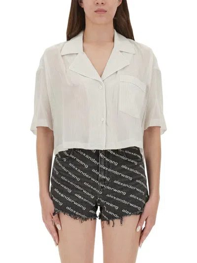 Alexander Wang T T By Alexander Wang Striped Shirt With Embroidered Logo
