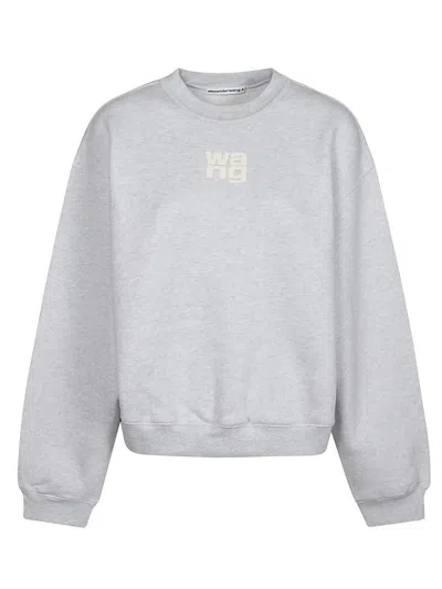 Alexander Wang T T By Alexander Wang Grey Sweatshirt With Minimalist Logo