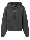 Alexander Wang T T By Alexander Wang Boxy Grey Sweatshirt With Logo Print And Drawstring Hood