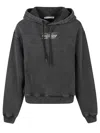 Alexander Wang T T By Alexander Wang Boxy Grey Sweatshirt With Logo Print And Drawstring Hood In Grey