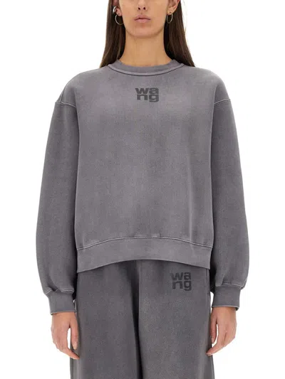 Alexander Wang T T By Alexander Wang Sweatshirt With Logo In Grey