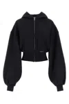Alexander Wang T T By Alexander Wang Cropped Black Hoodie With Oversized Sleeves
