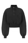 Alexander Wang T T By Alexander Wang Charcoal Cotton Sweatshirt In Black