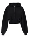 Alexander Wang T T By Alexander Wang Cropped Hoodie With Logo In Black