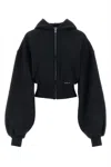 Alexander Wang T T By Alexander Wang Cropped Hoodie With Logo In Black