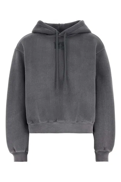 Alexander Wang T Essential Terry Hoodie With Puff Paint Logo-xs Nd T By Alexander Wang Female In Grey