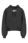 Alexander Wang T T By Alexander Wang Boxy Grey Sweatshirt With Logo Print And Drawstring Hood In Washedcedar