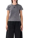 Alexander Wang T T By Alexander Wang Grey Délavé Cotton T-shirt With Logo In Multi