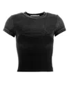 Alexander Wang T T By Alexander Wang Black Stretch Terry Fabric T-shirt In Black