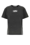 Alexander Wang T T By Alexander Wang Embossed Logo Cotton T-shirt In Gray