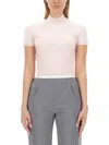 Alexander Wang T T By Alexander Wang Slim Fit T-shirt With High Neckline In Pink