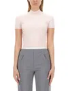Alexander Wang T T By Alexander Wang Slim Fit T-shirt With High Neckline In Pink