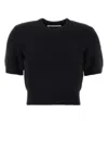 Alexander Wang T T By Alexander Wang Logo Embroidered Cropped Top In Black
